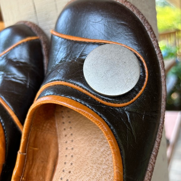 EXIT shoes black flats gold trim thick rubber soles. Sz 37 - Picture 7 of 7